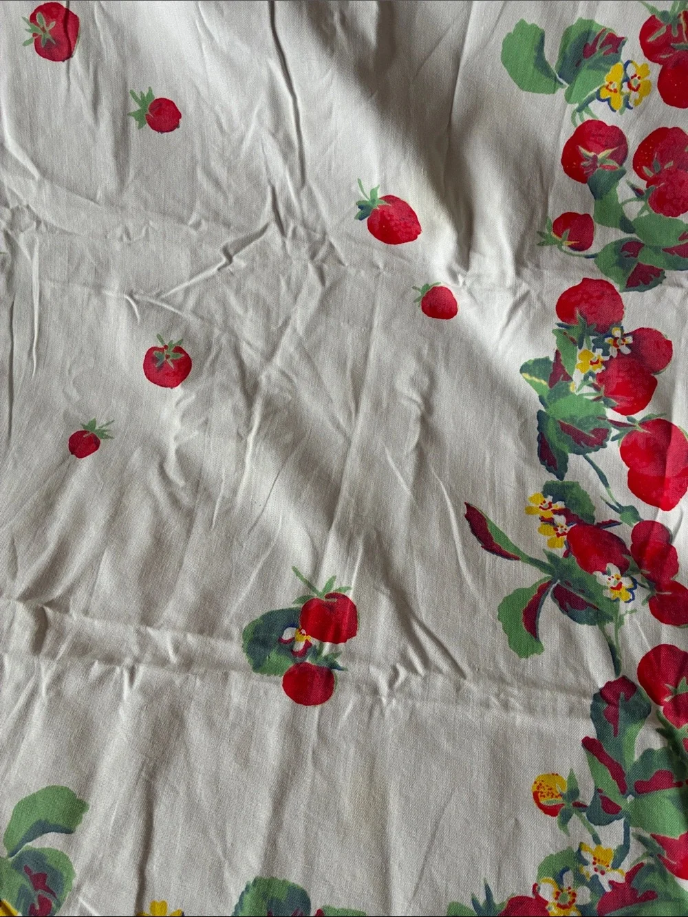 Vintage mid-century cotton tablecloth with Strawberries